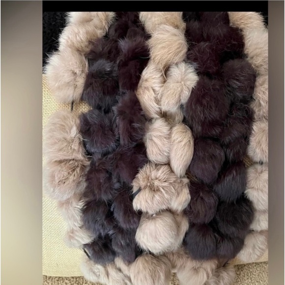 VINTAGE FAUX FUR WRAP SCARF - BROWN/TAN - Picture 5 of 5